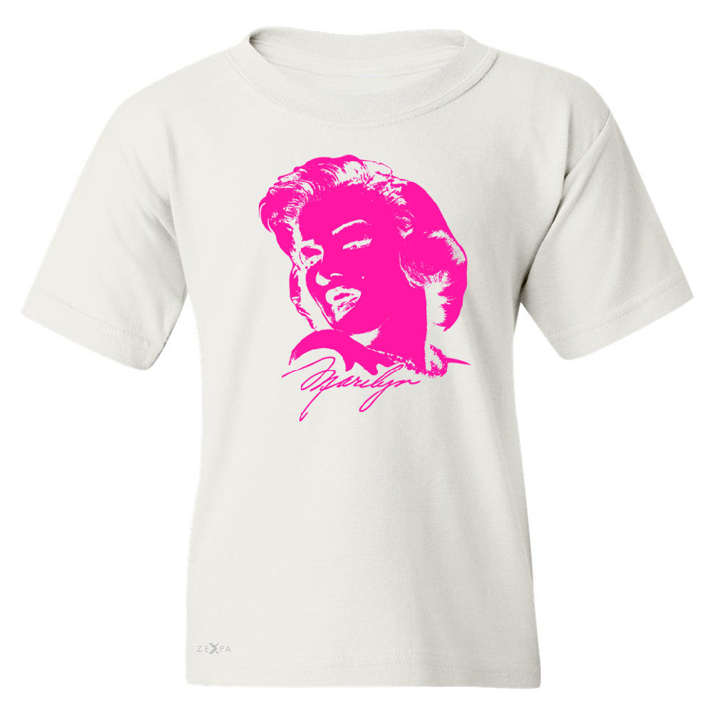 Neon Marilyn Monroe Pink Youth T-shirt Marilyn Signature Cool Tee - Zexpa Apparel - 5