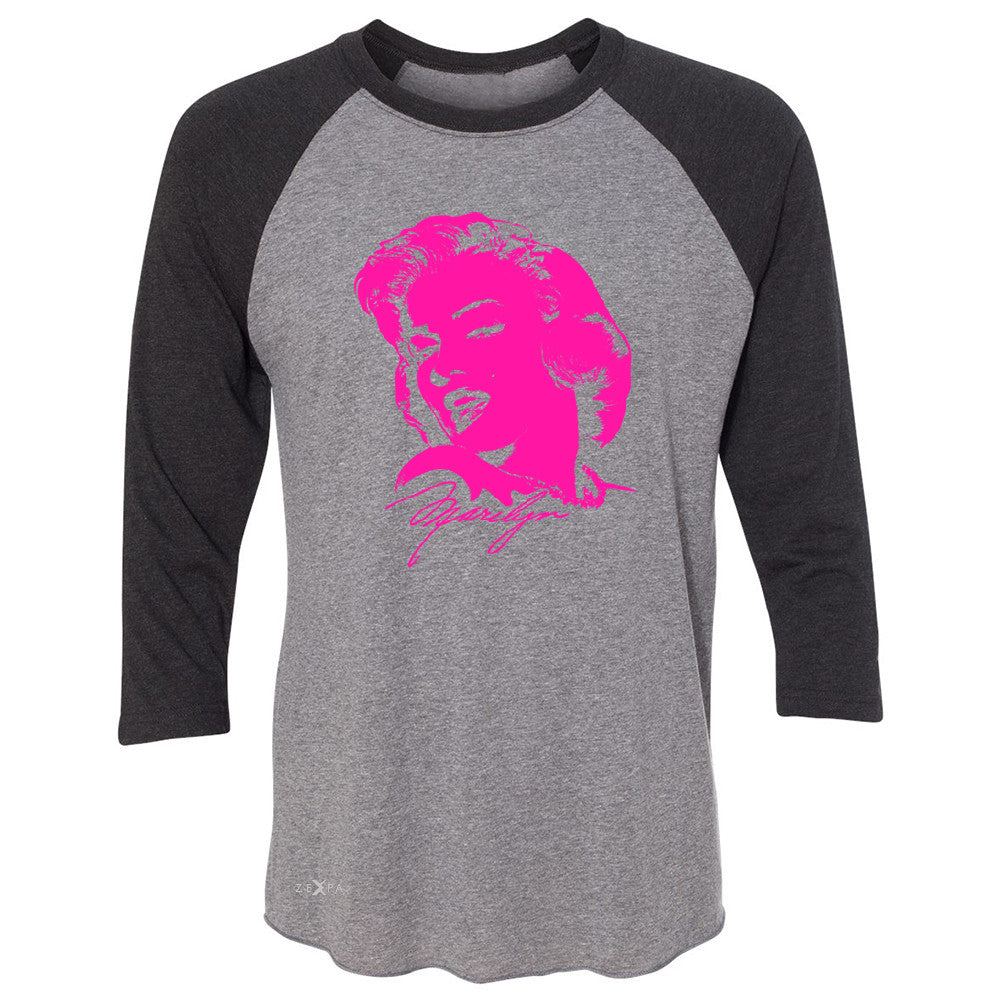 Zexpa Apparelâ„¢ Neon Marilyn Monroe Pink 3/4 Sleevee Raglan Tee Marilyn Signature Cool Tee - Zexpa Apparel Halloween Christmas Shirts