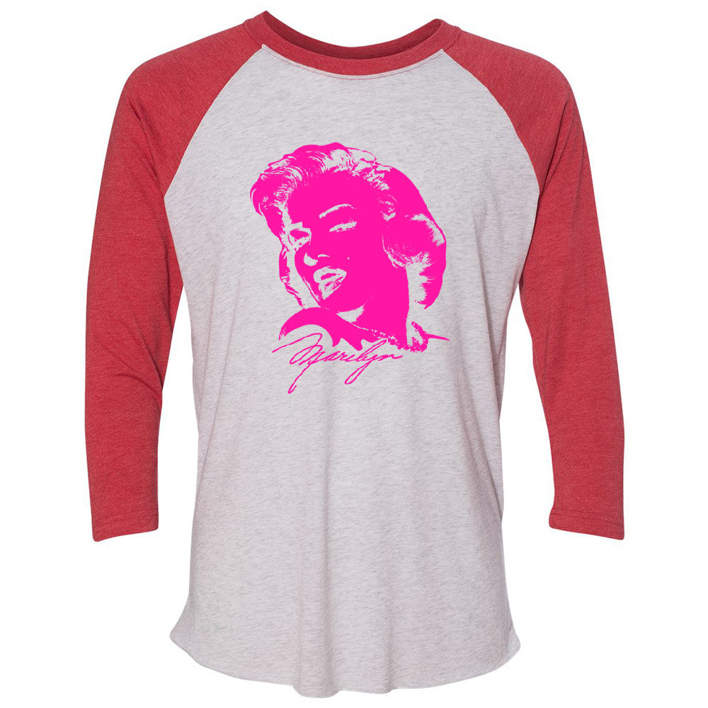Zexpa Apparelâ„¢ Neon Marilyn Monroe Pink 3/4 Sleevee Raglan Tee Marilyn Signature Cool Tee - Zexpa Apparel Halloween Christmas Shirts