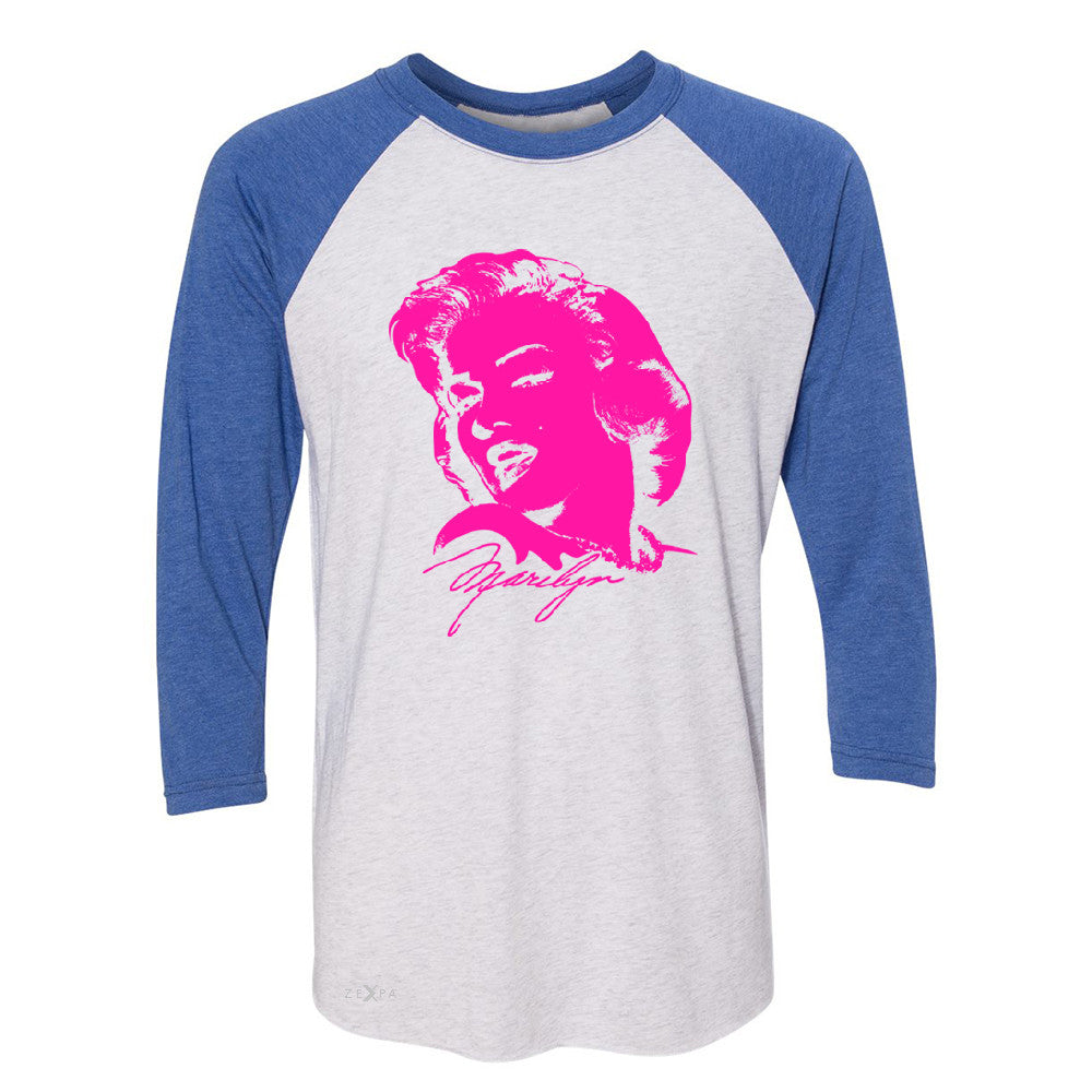 Zexpa Apparelâ„¢ Neon Marilyn Monroe Pink 3/4 Sleevee Raglan Tee Marilyn Signature Cool Tee - Zexpa Apparel Halloween Christmas Shirts