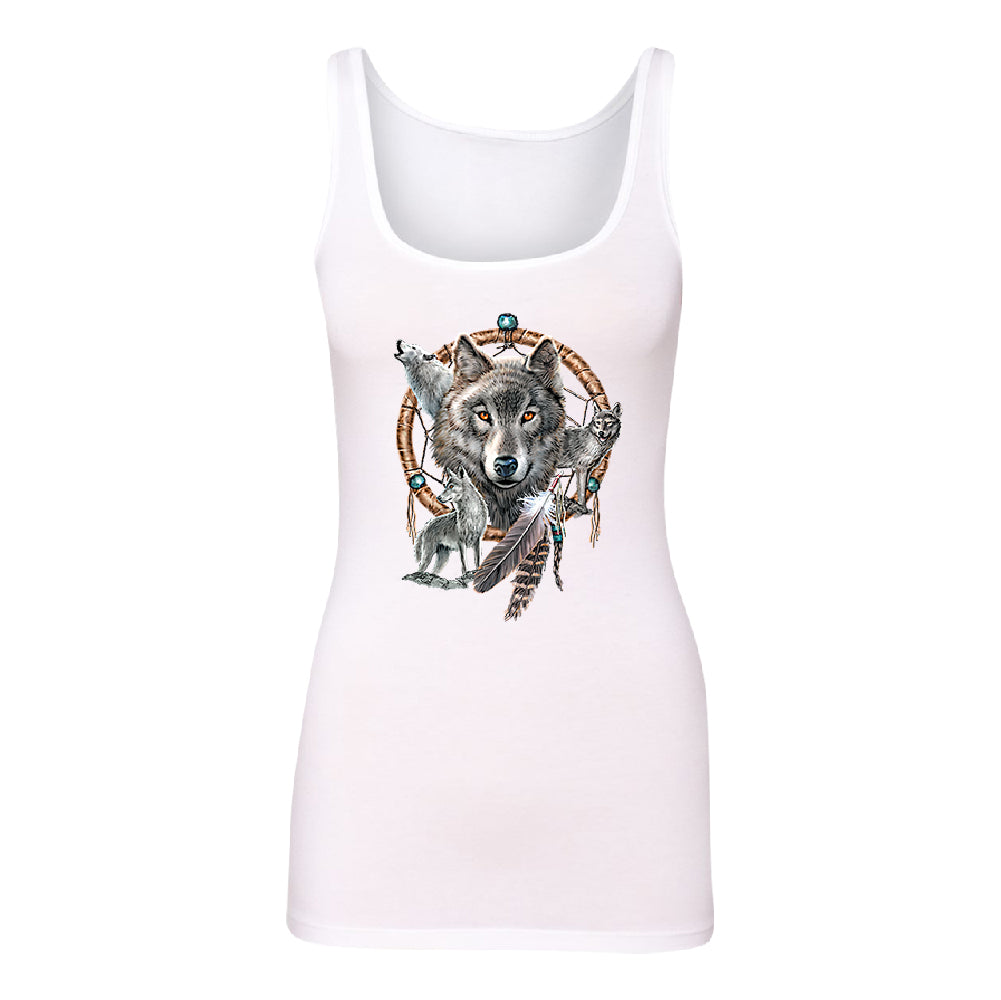Dreamcatcher Wovles Howling Tattoo Women's Tank Top Souvenir Shirt 