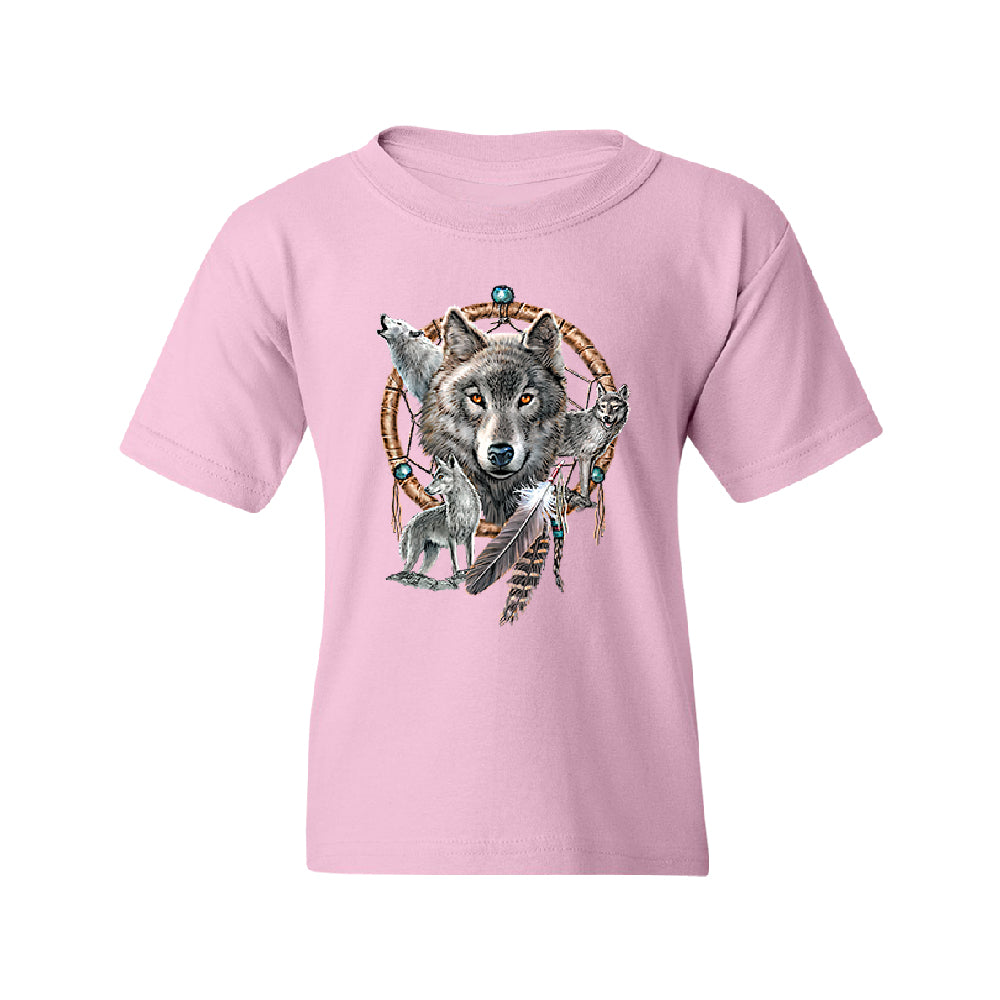 Dreamcatcher Wovles Howling Tattoo Youth T-Shirt 