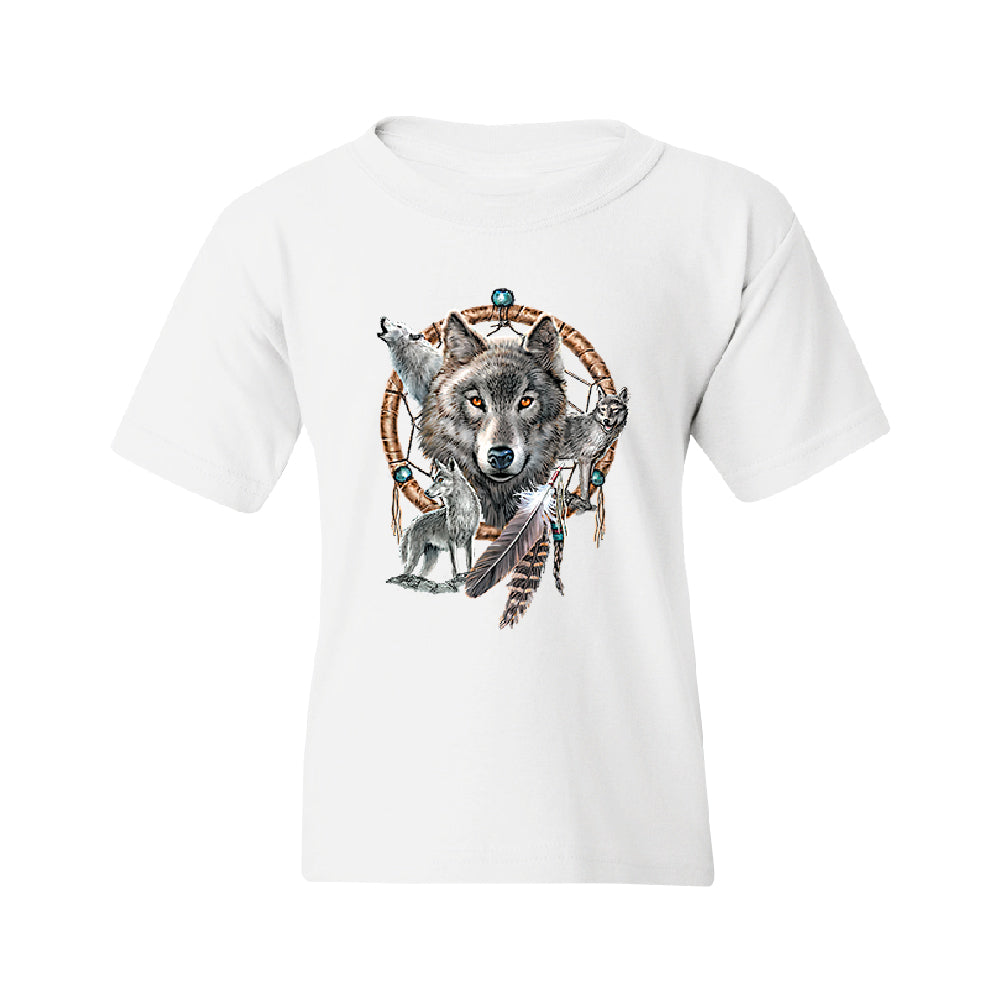 Dreamcatcher Wovles Howling Tattoo Youth T-Shirt 