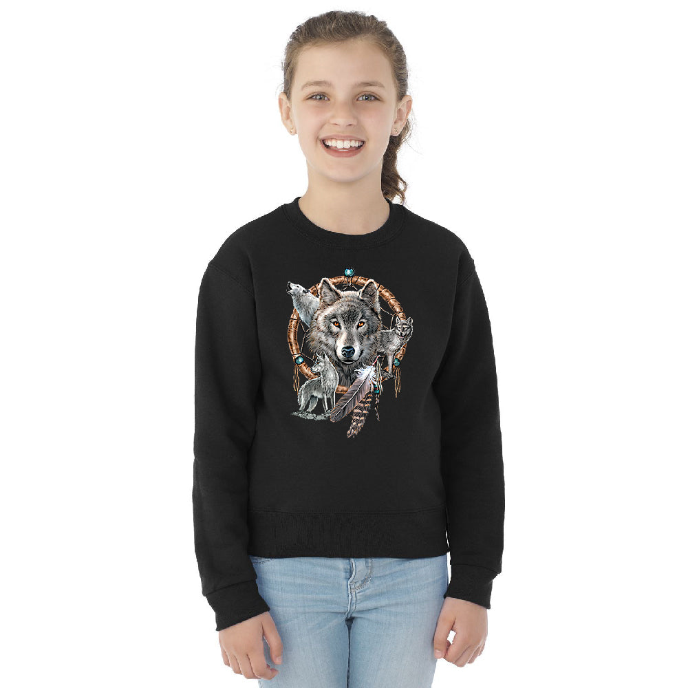 Dreamcatcher Wovles Howling Tattoo Youth Crewneck Souvenir SweatShirt 
