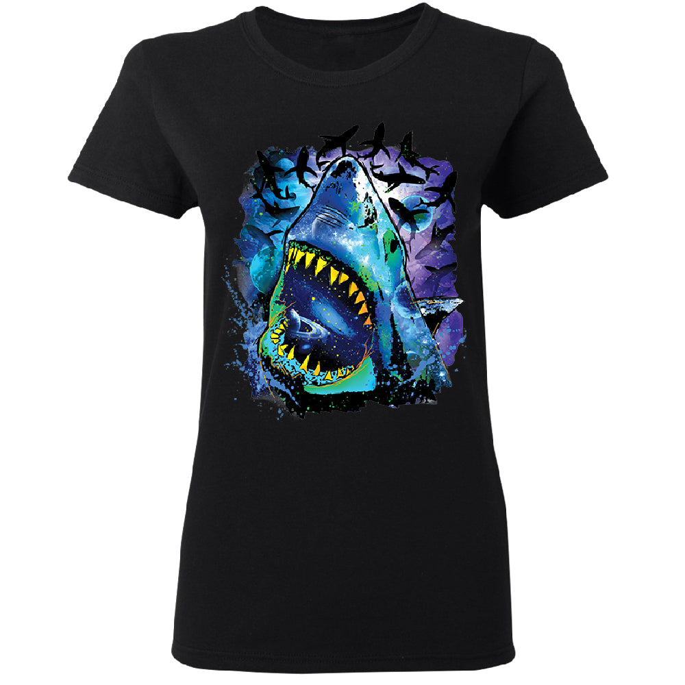 Neon Black Light Cosmo Shark Women's T-Shirt 