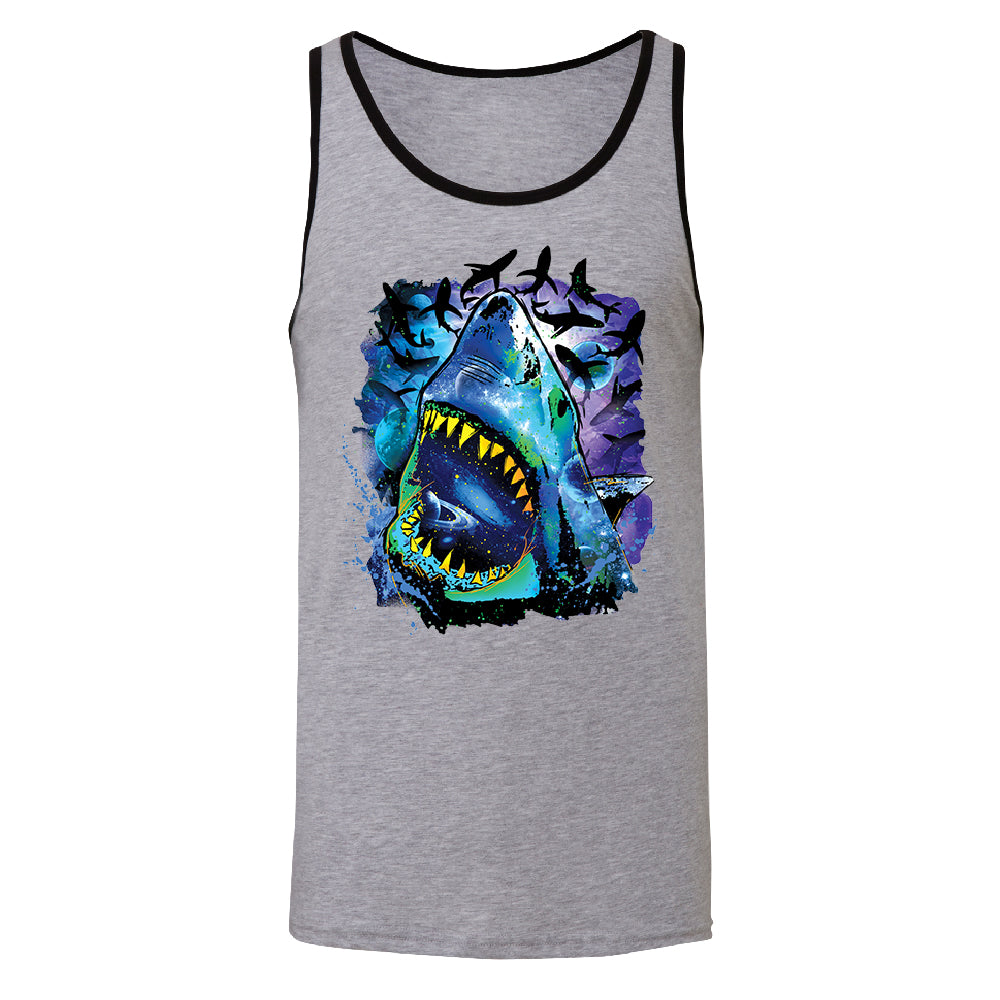 Neon Black Light Cosmo Shark Men's Tank Top Ocean Nebula Sharks Shirt 