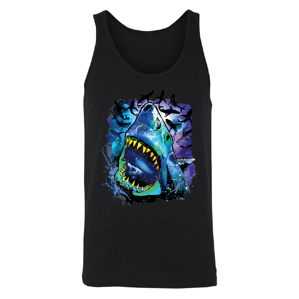 Neon Black Light Cosmo Shark Men's Tank Top Ocean Nebula Sharks Shirt 
