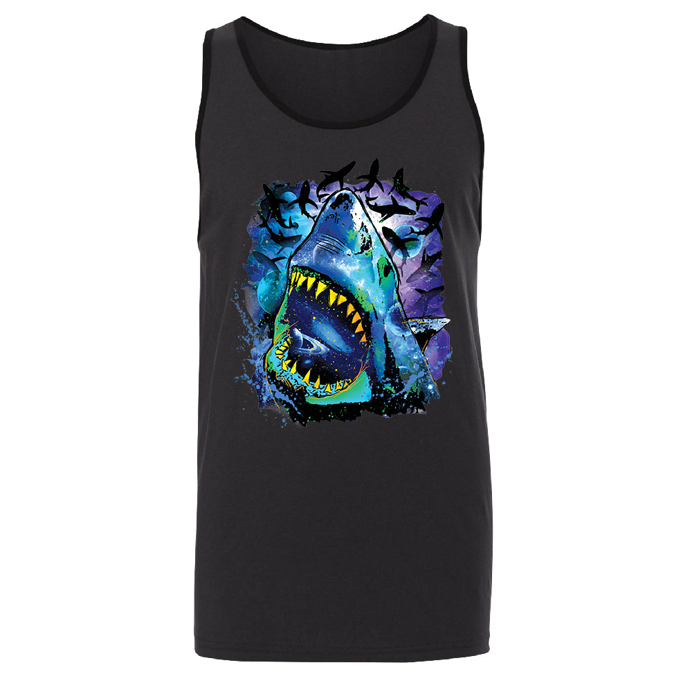 Neon Black Light Cosmo Shark Men's Tank Top Ocean Nebula Sharks Shirt 