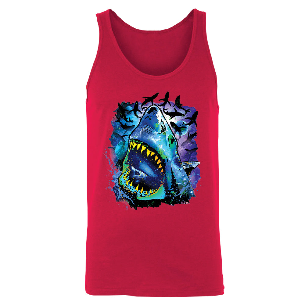 Neon Black Light Cosmo Shark Men's Tank Top Ocean Nebula Sharks Shirt 