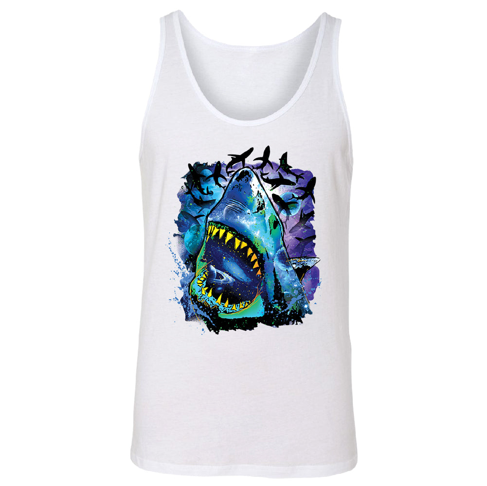 Neon Black Light Cosmo Shark Men's Tank Top Ocean Nebula Sharks Shirt 