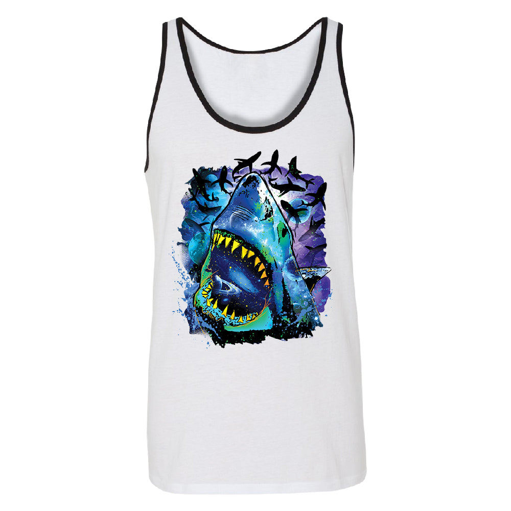 Neon Black Light Cosmo Shark Men's Tank Top Ocean Nebula Sharks Shirt 