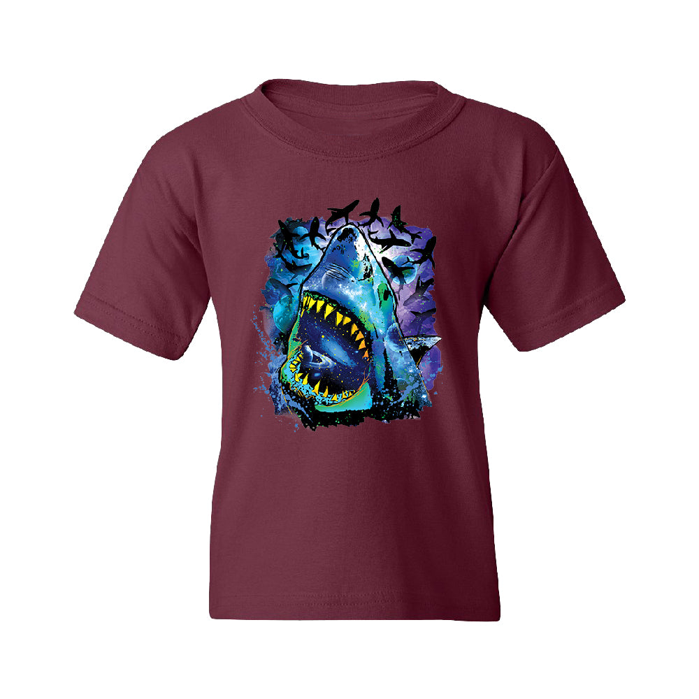 Neon Black Light Cosmo Shark Youth T-Shirt 