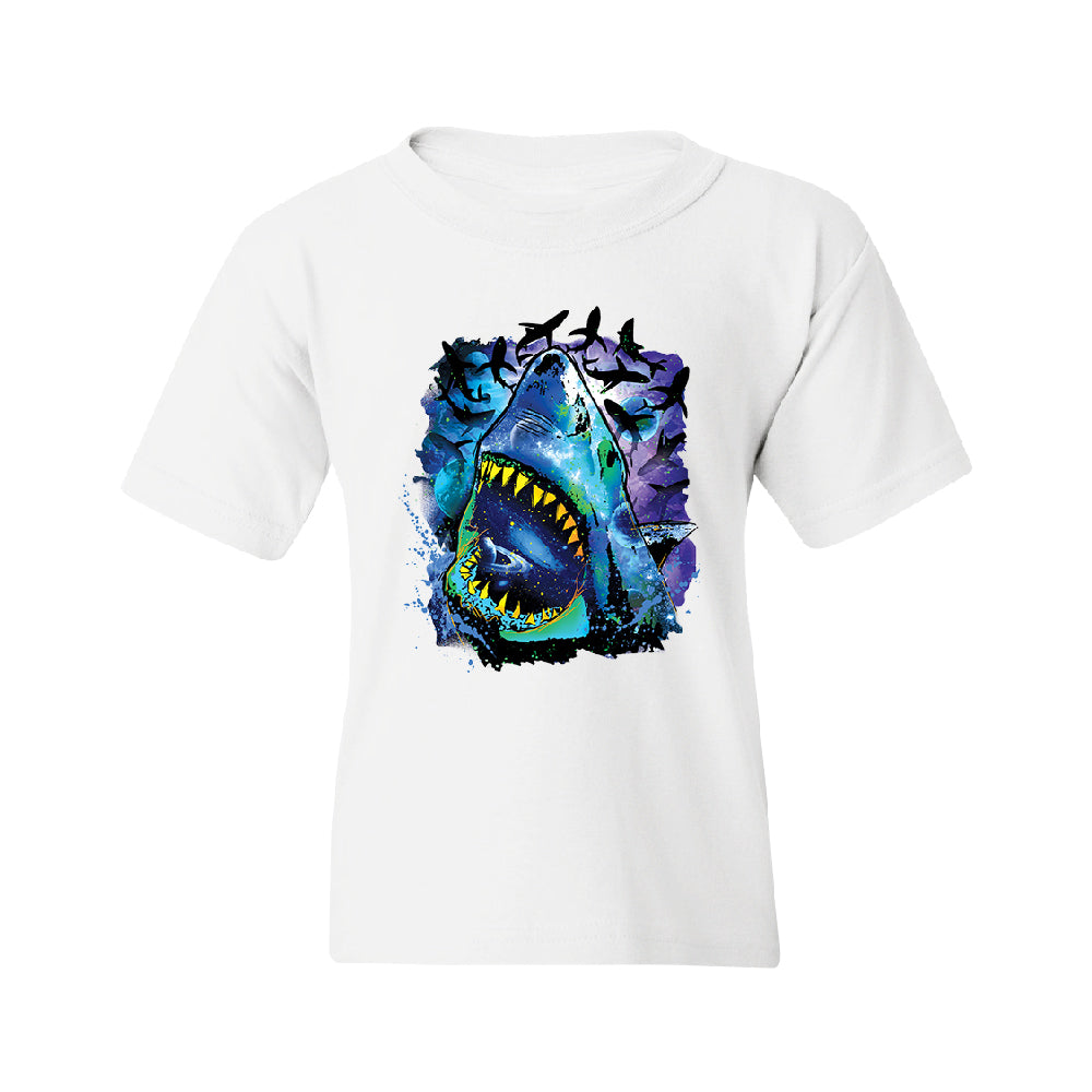 Neon Black Light Cosmo Shark Youth T-Shirt 