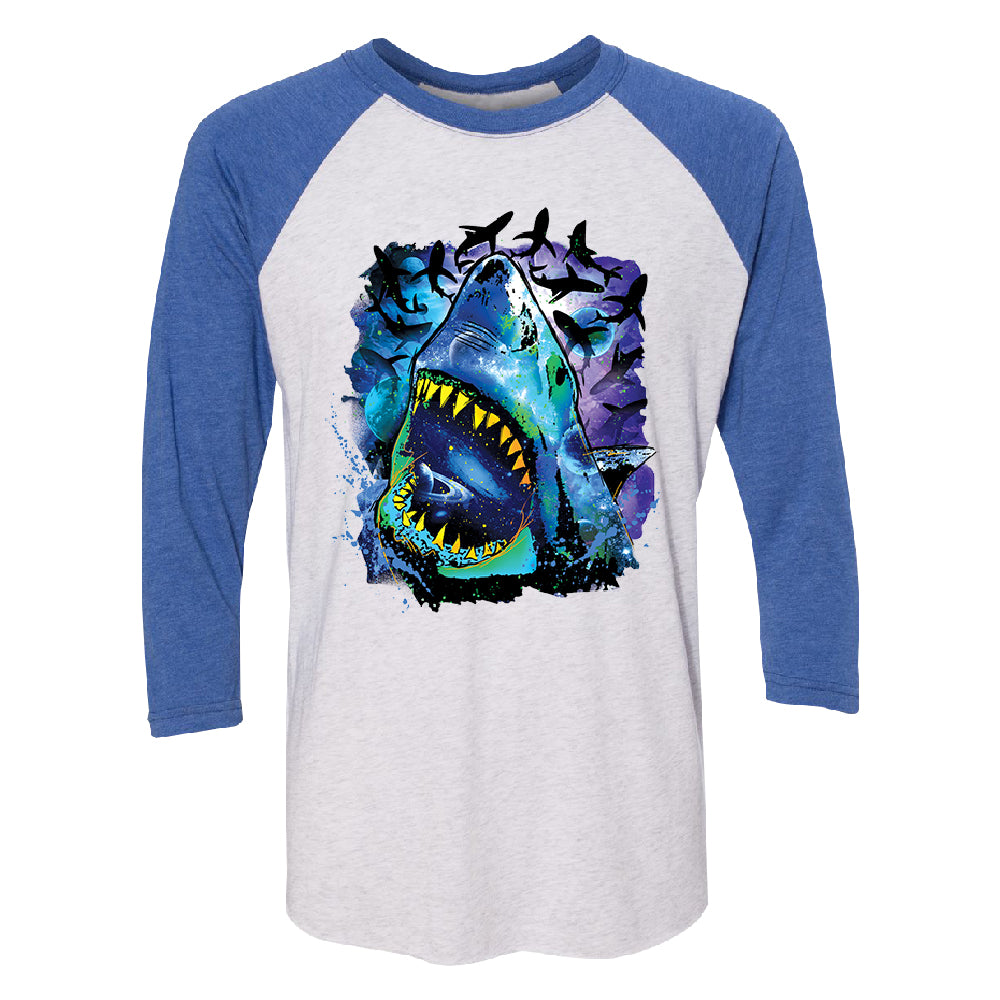 Neon Black Light Cosmo Shark 3/4 Raglan Tee 