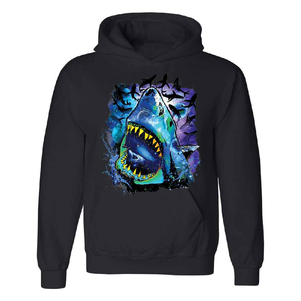 Neon Black Light Cosmo Shark Unisex Hoodie Ocean Nebula Sharks Sweater 