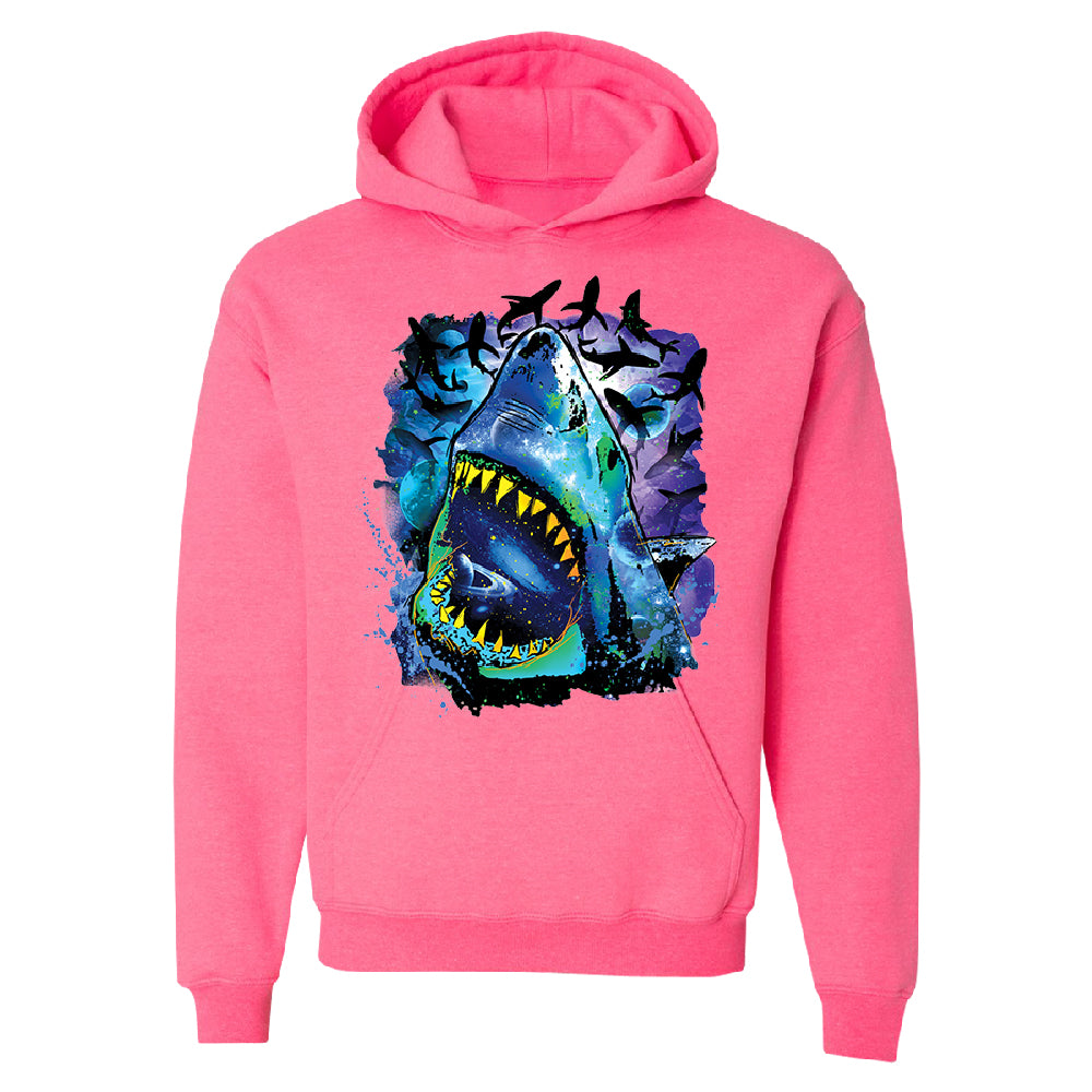Neon Black Light Cosmo Shark Unisex Hoodie Ocean Nebula Sharks Sweater 