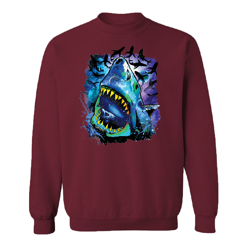 Neon Black Light Cosmo Shark Unisex Crewneck Ocean Nebula Sharks Sweater 