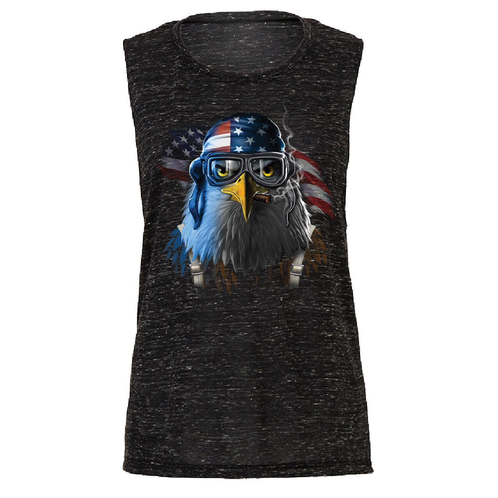 Freeodom Fighther American Eagle Women's Muscle Tank 4th of July USA Tee 