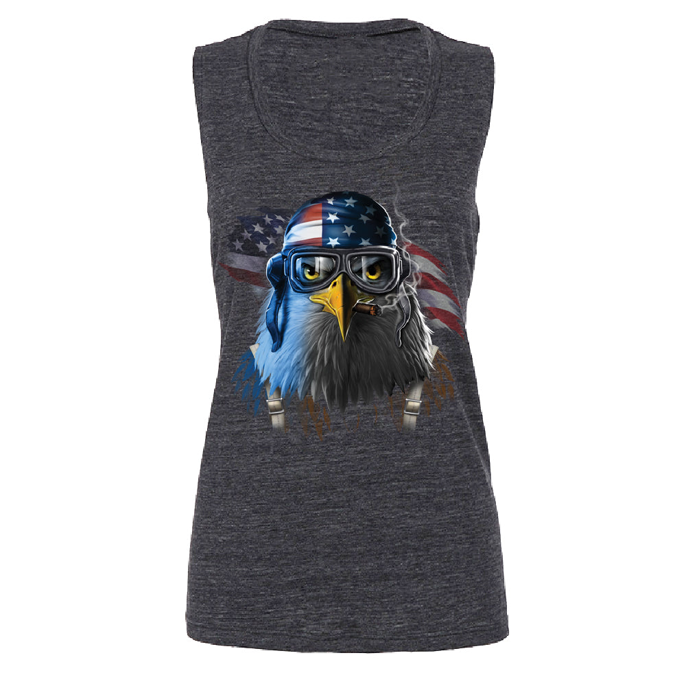 Freeodom Fighther American Eagle Women's Muscle Tank 4th of July USA Tee 