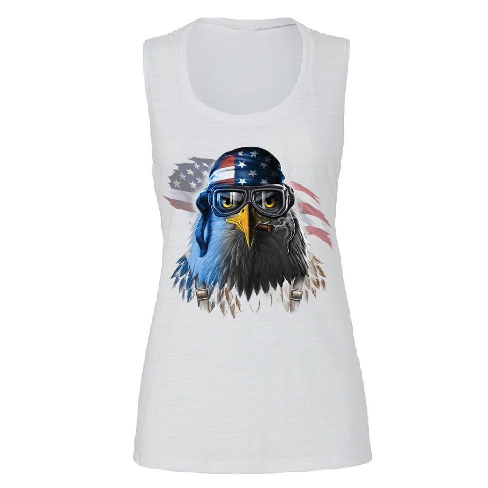 Freeodom Fighther American Eagle Women's Muscle Tank 4th of July USA Tee 