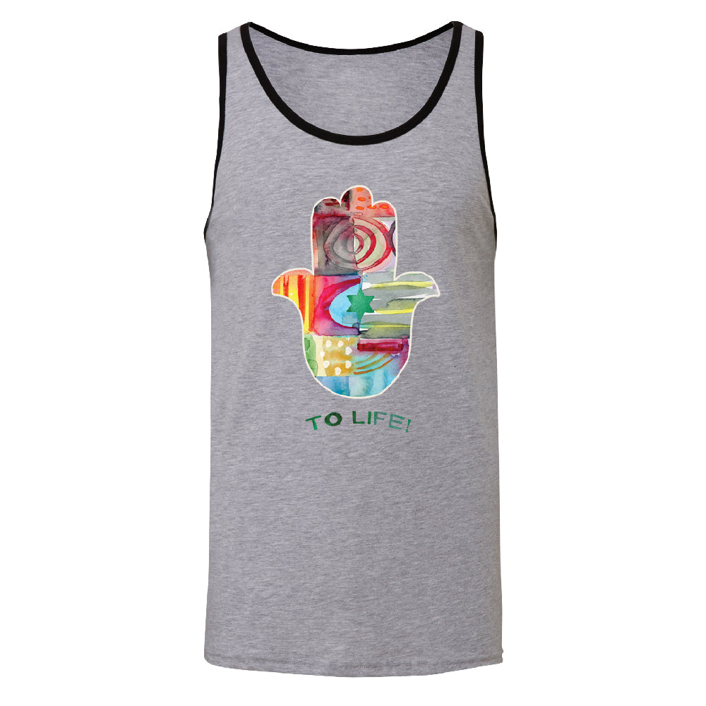 To Life Hamsa Hand Colorful Men's Tank Top Hand of Fatima Evil Eye Shirt 