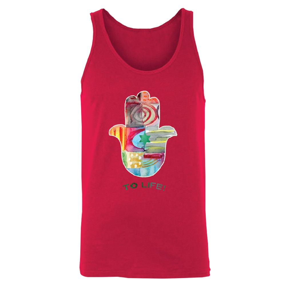 To Life Hamsa Hand Colorful Men's Tank Top Hand of Fatima Evil Eye Shirt 