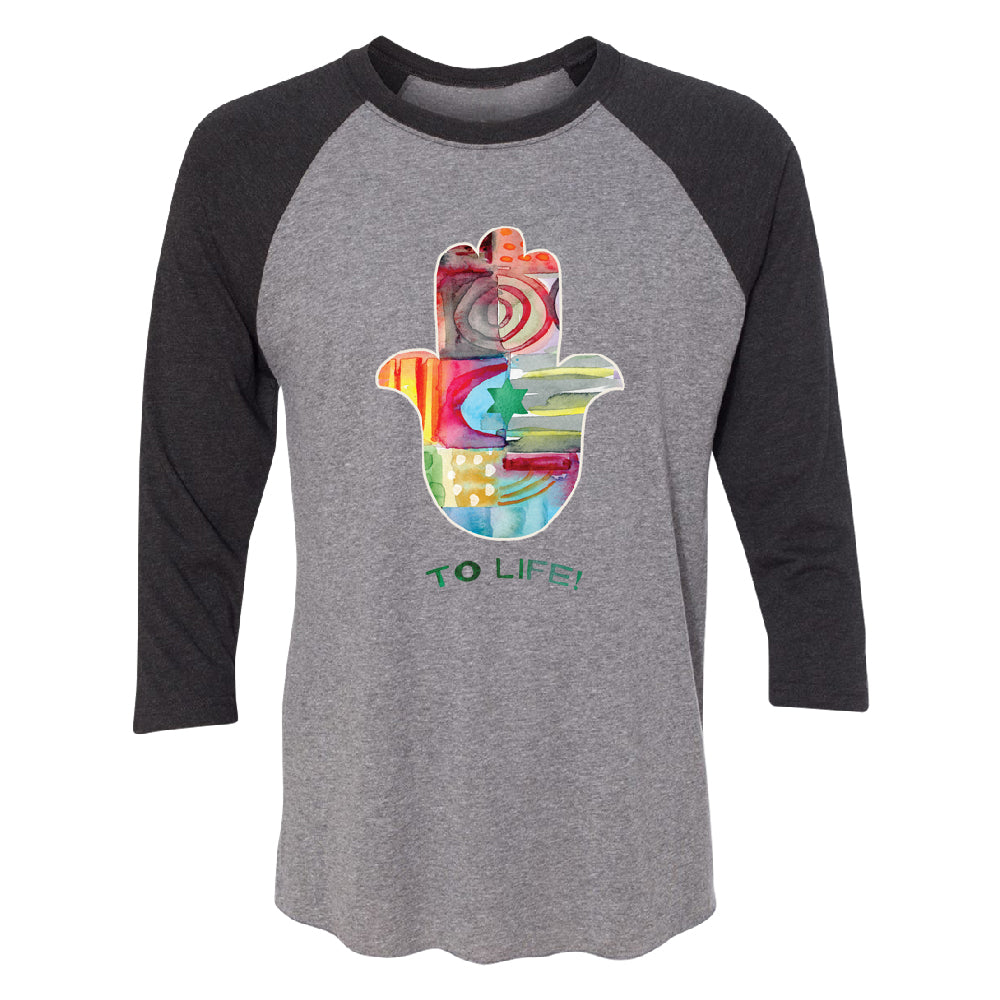 To Life Hamsa Hand Colorful 3/4 Raglan Tee 