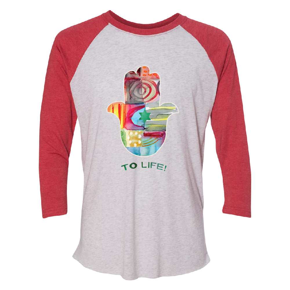 To Life Hamsa Hand Colorful 3/4 Raglan Tee 