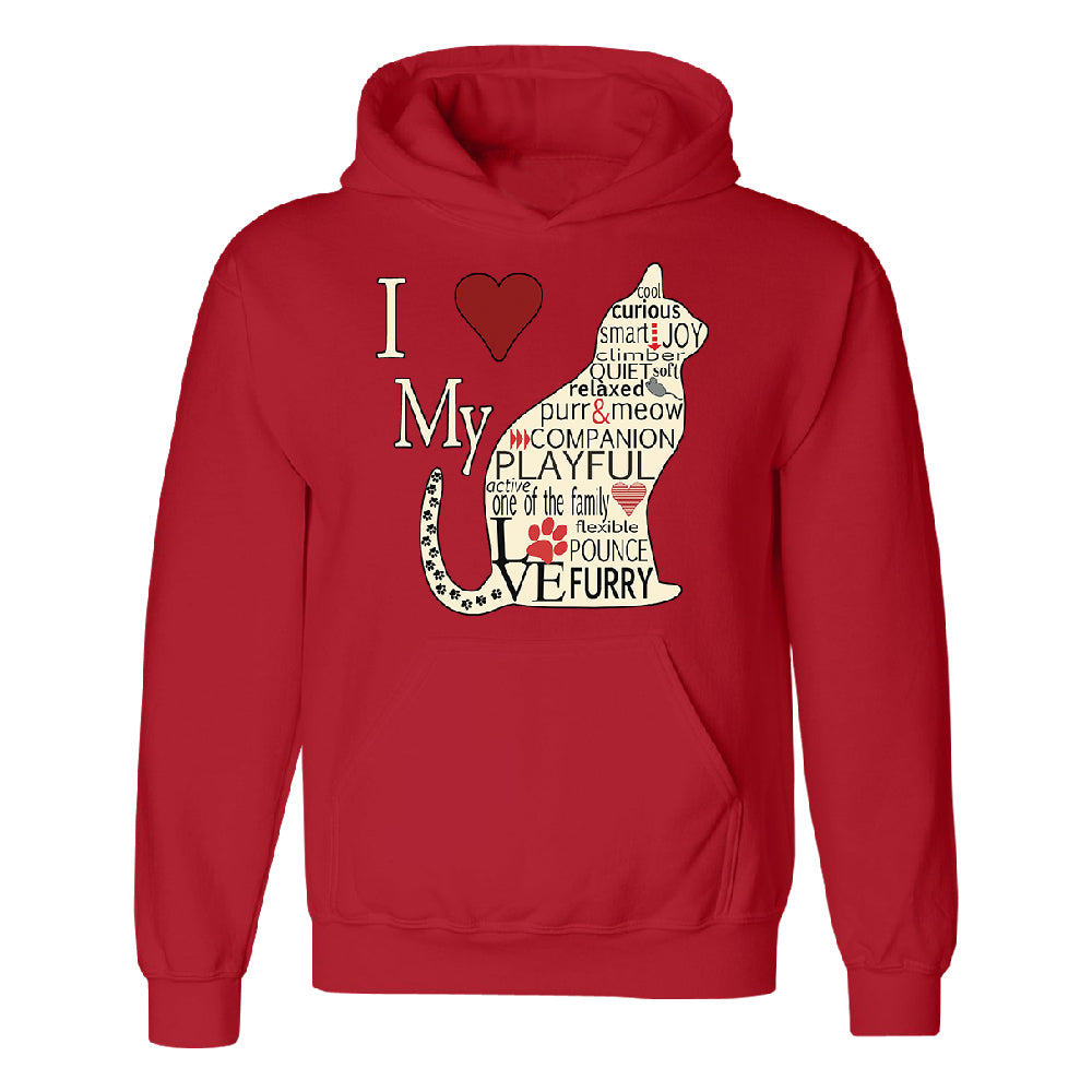 I Love My Cat Unisex Hoodie Furry Playful Cat Silhouette Sweater 