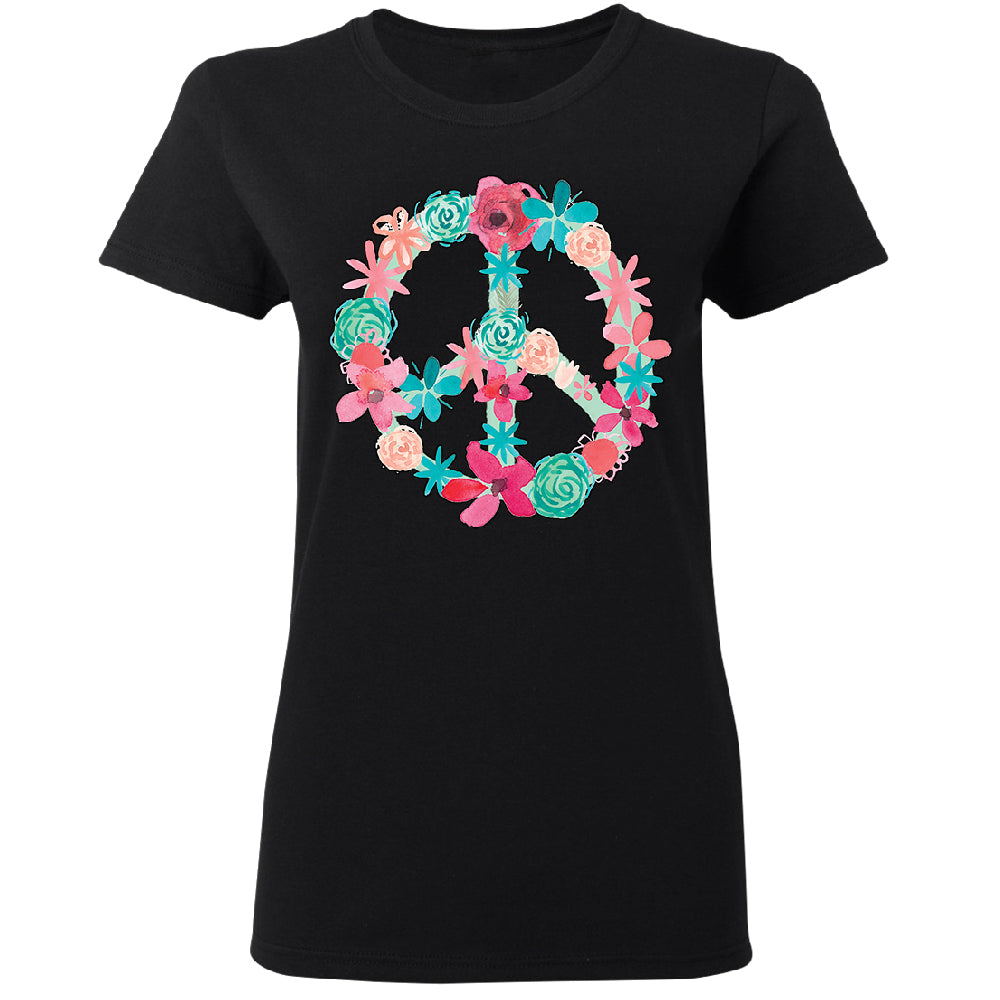 Floral Peace Sign Garden Nature Women's T-Shirt 