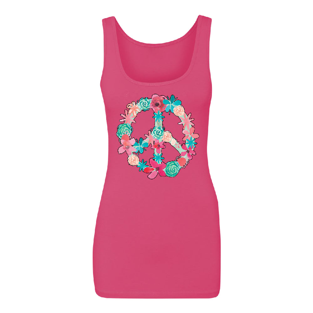 Floral Peace Sign Garden Nature Women's Tank Top Colored Flowers Shirt 