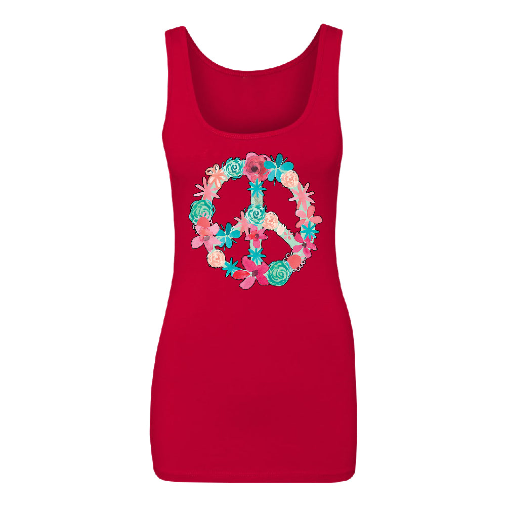 Floral Peace Sign Garden Nature Women's Tank Top Colored Flowers Shirt 