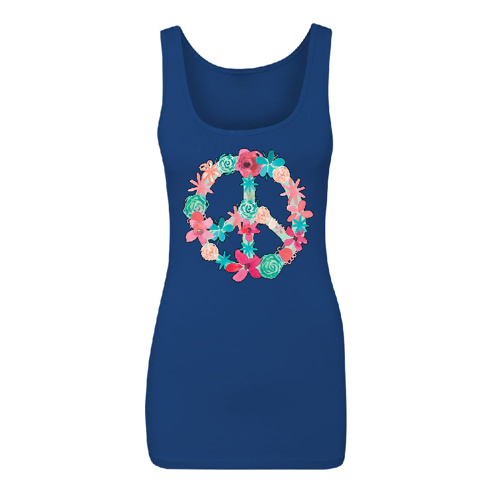 Floral Peace Sign Garden Nature Women's Tank Top Colored Flowers Shirt 