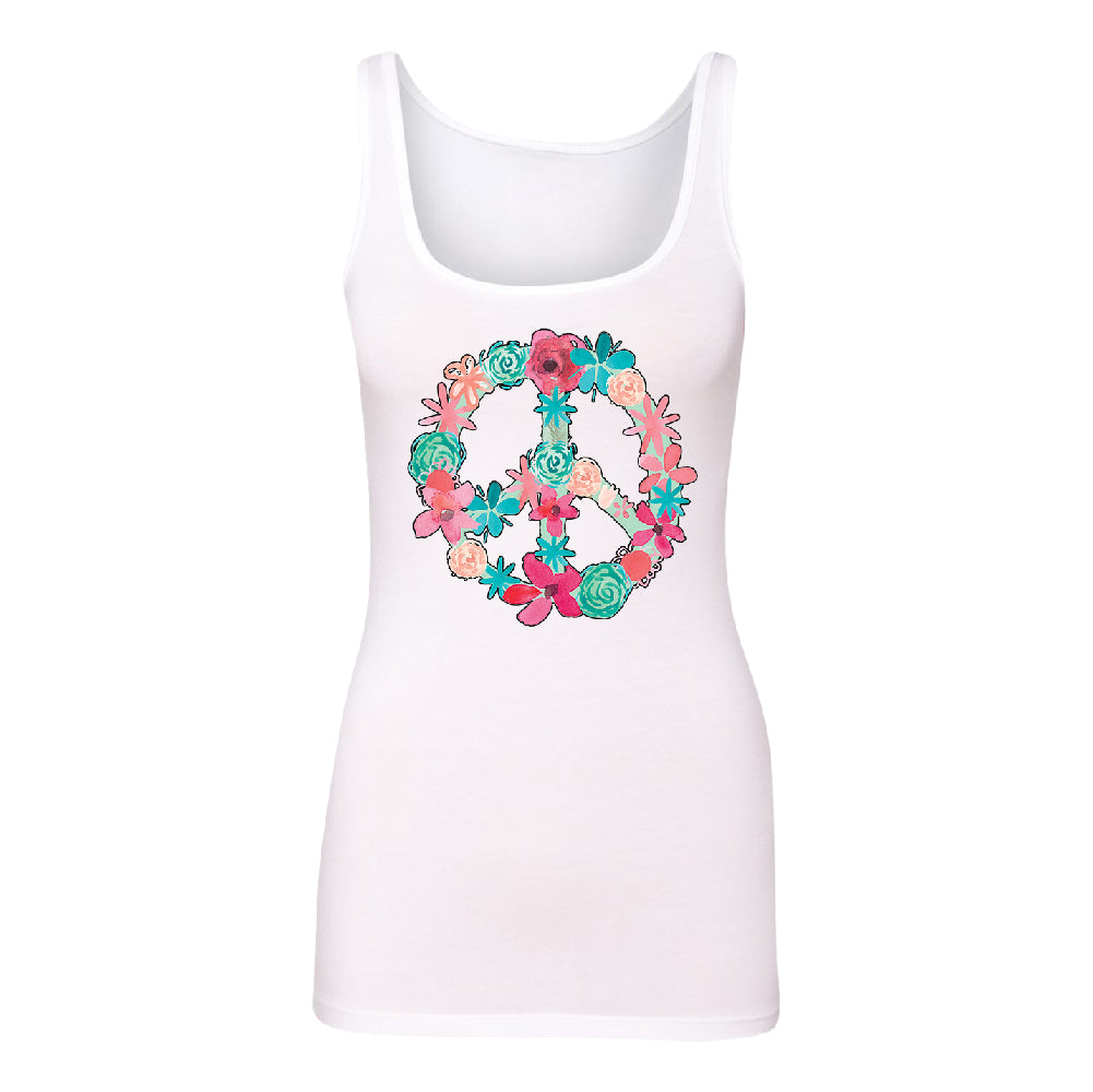 Floral Peace Sign Garden Nature Women's Tank Top Colored Flowers Shirt 