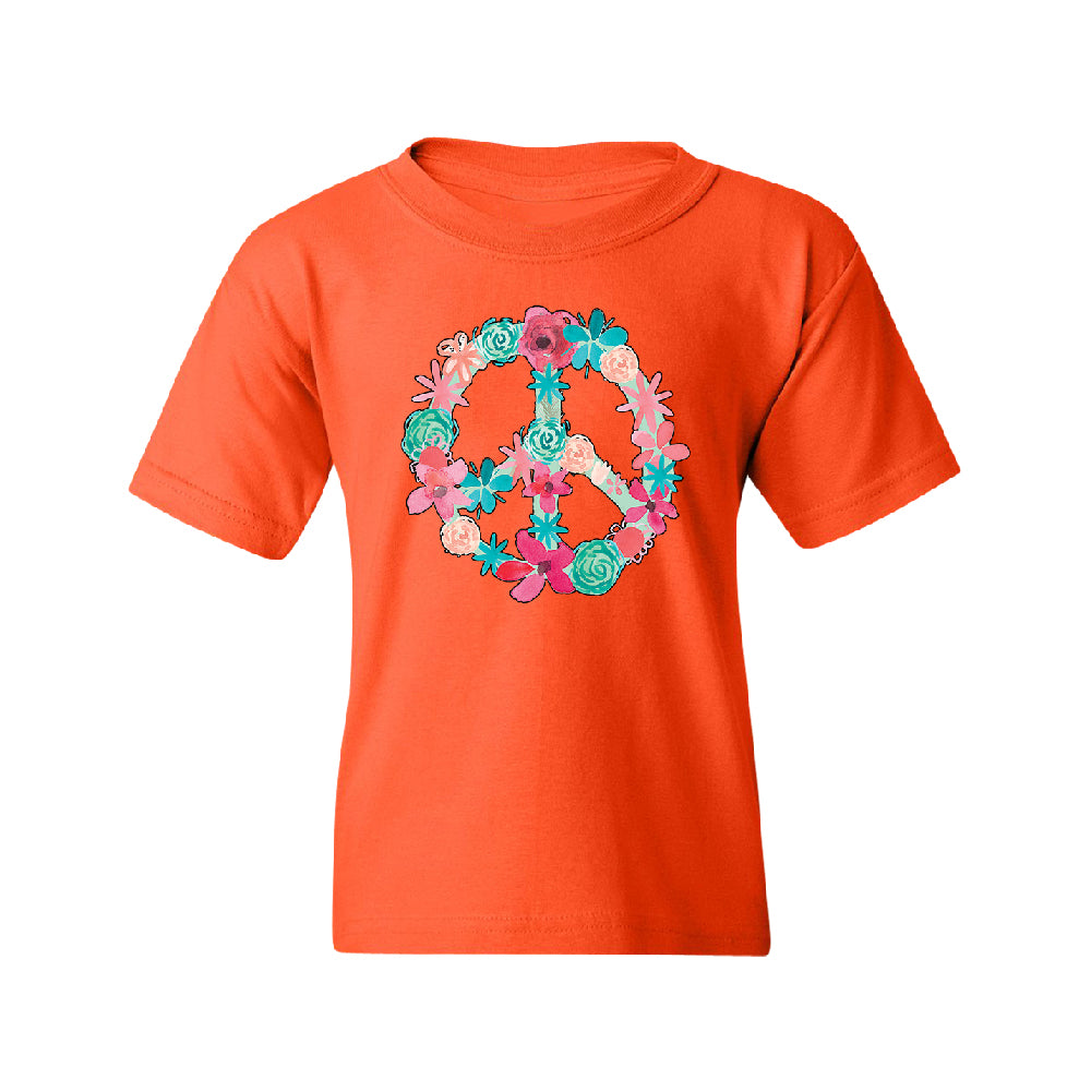 Floral Peace Sign Garden Nature Youth T-Shirt 