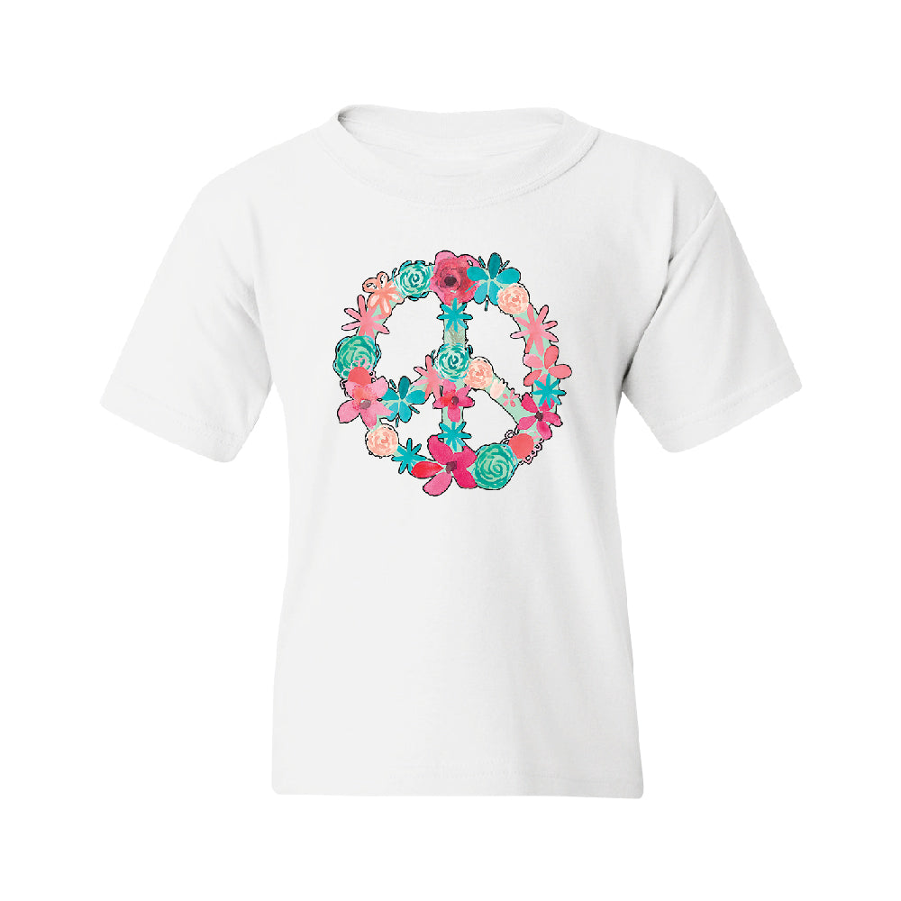 Floral Peace Sign Garden Nature Youth T-Shirt 