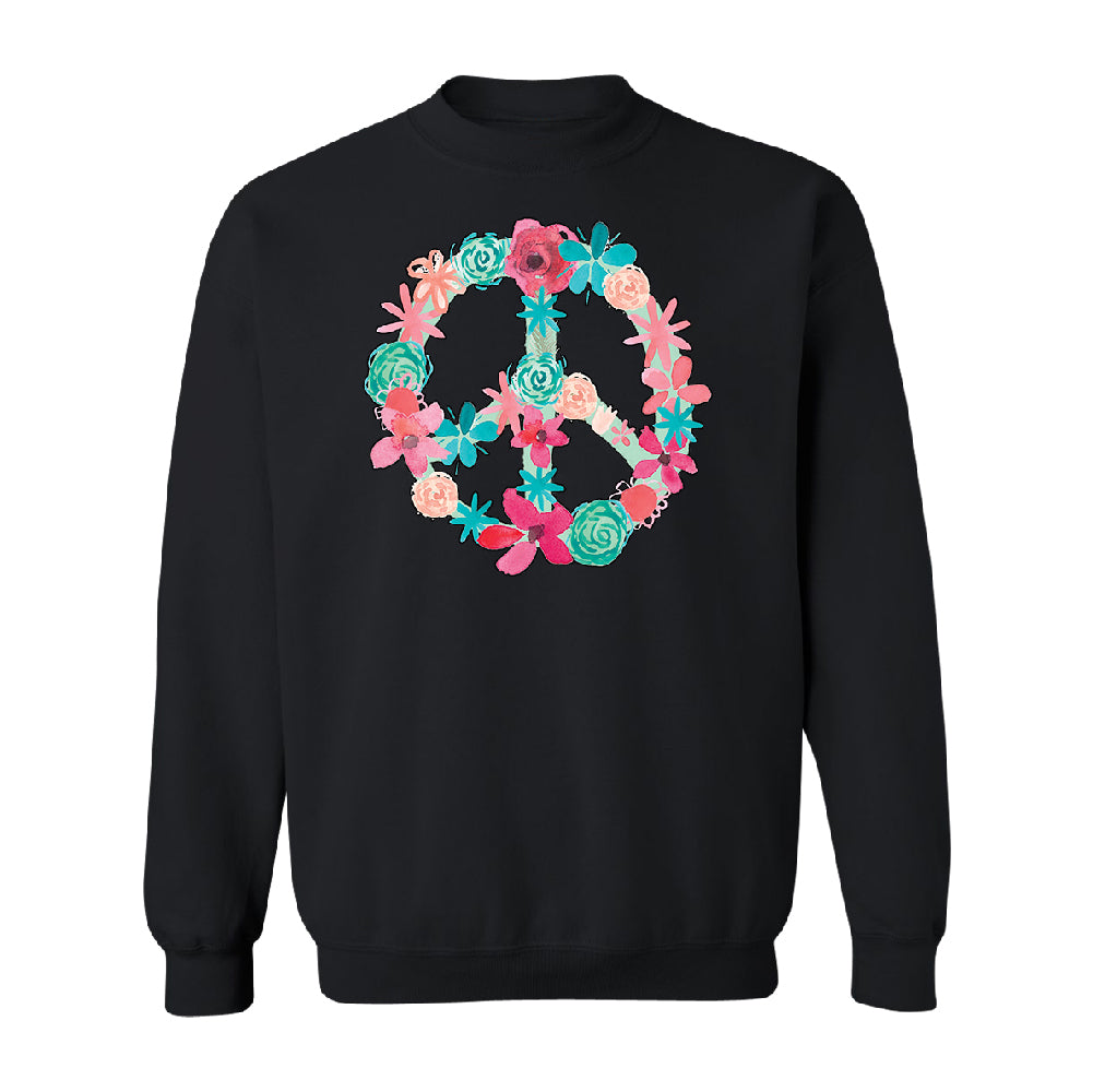 Floral Peace Sign Garden Nature Unisex Crewneck Colored Flowers Sweater 