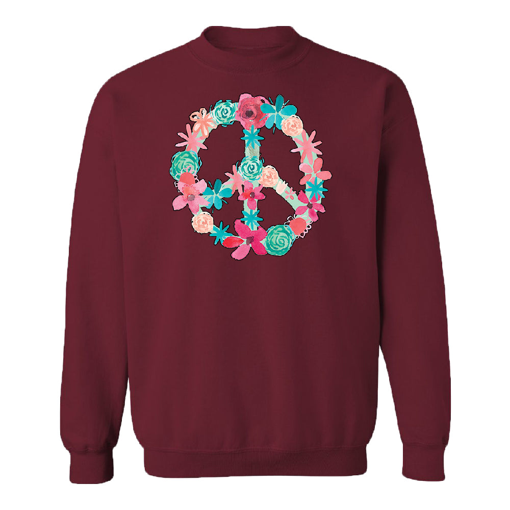 Floral Peace Sign Garden Nature Unisex Crewneck Colored Flowers Sweater 