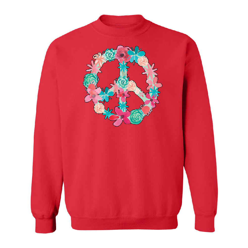 Floral Peace Sign Garden Nature Unisex Crewneck Colored Flowers Sweater 