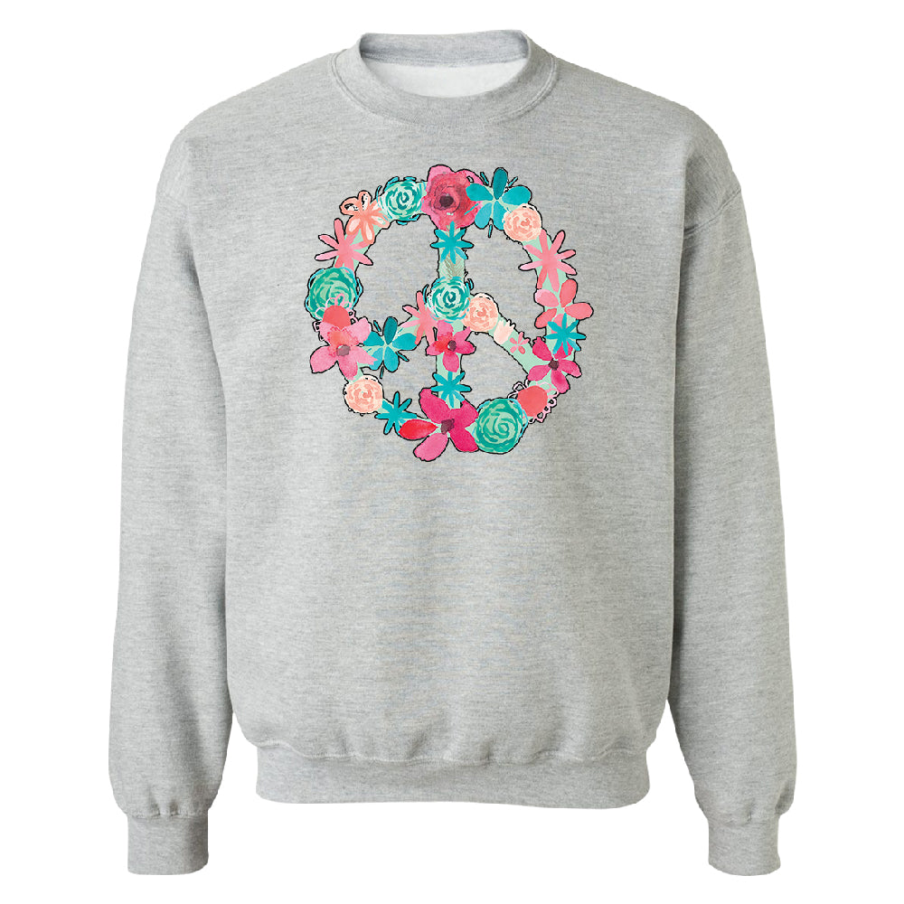 Floral Peace Sign Garden Nature Unisex Crewneck Colored Flowers Sweater 