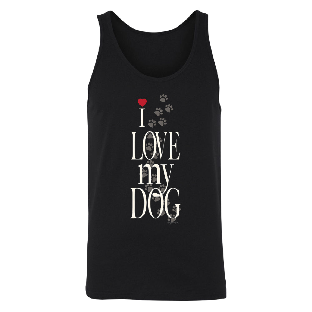I Love My Dog Puppy Paw Print Men's Tank Top Dogs Are Best Friend Shirt 