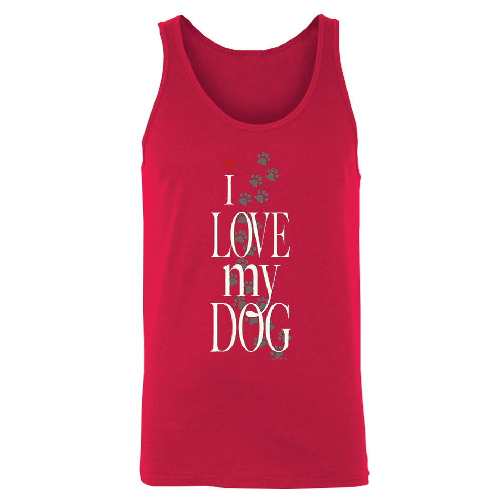 I Love My Dog Puppy Paw Print Men's Tank Top Dogs Are Best Friend Shirt 