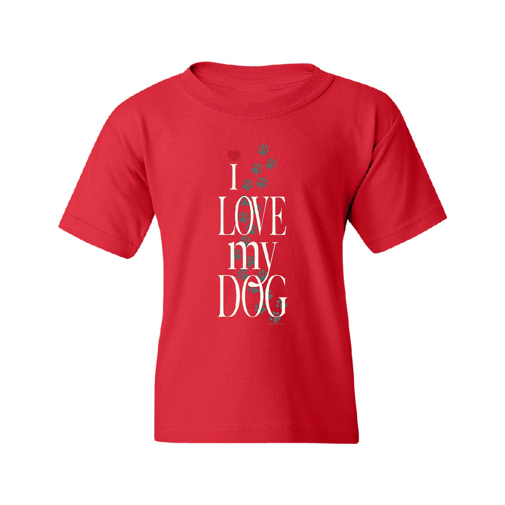 I Love My Dog Puppy Paw Print Youth T-Shirt 