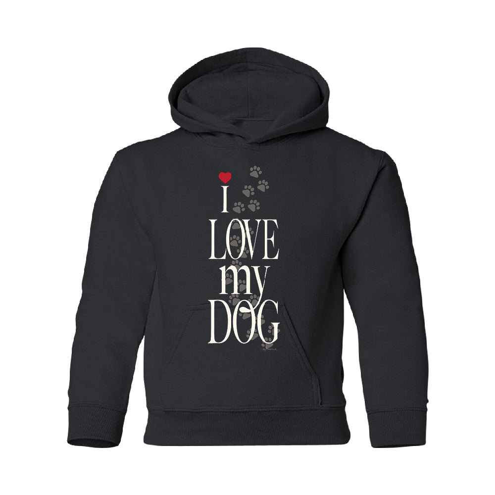 I Love My Dog Puppy Paw Print YOUTH Hoodie Dogs Are Best Friend SweatShirt 
