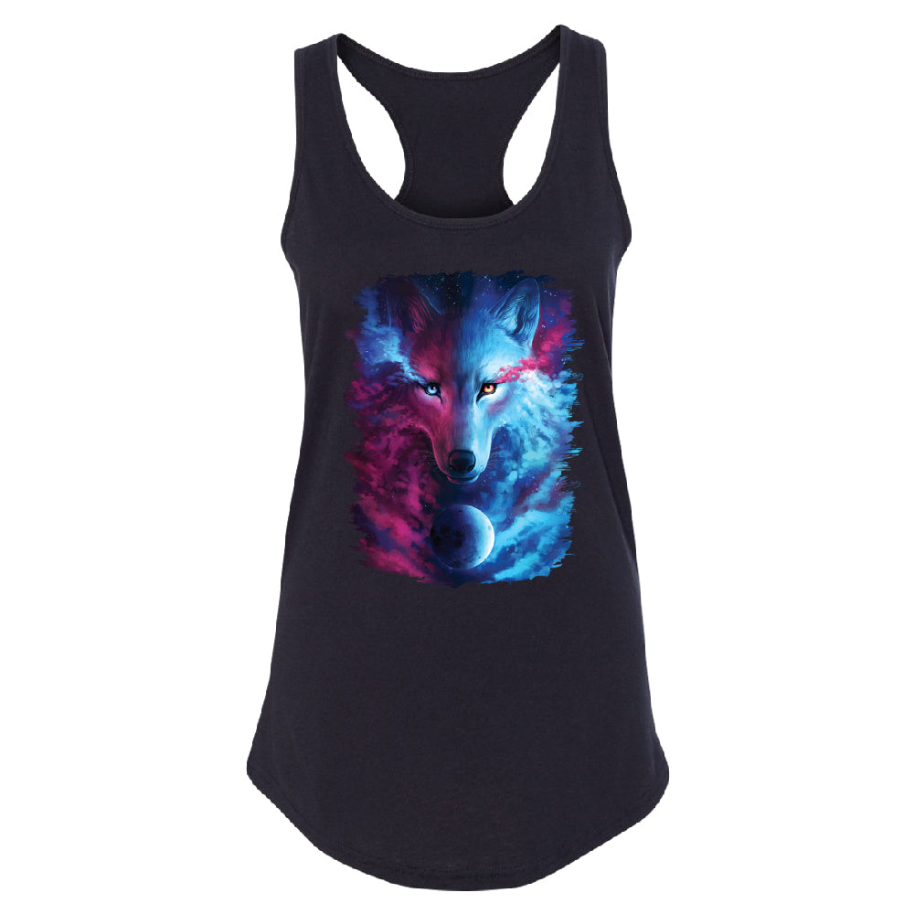 Light and Dark Wolf Women's Racerback Where Dark and Light Meet Shirt 
