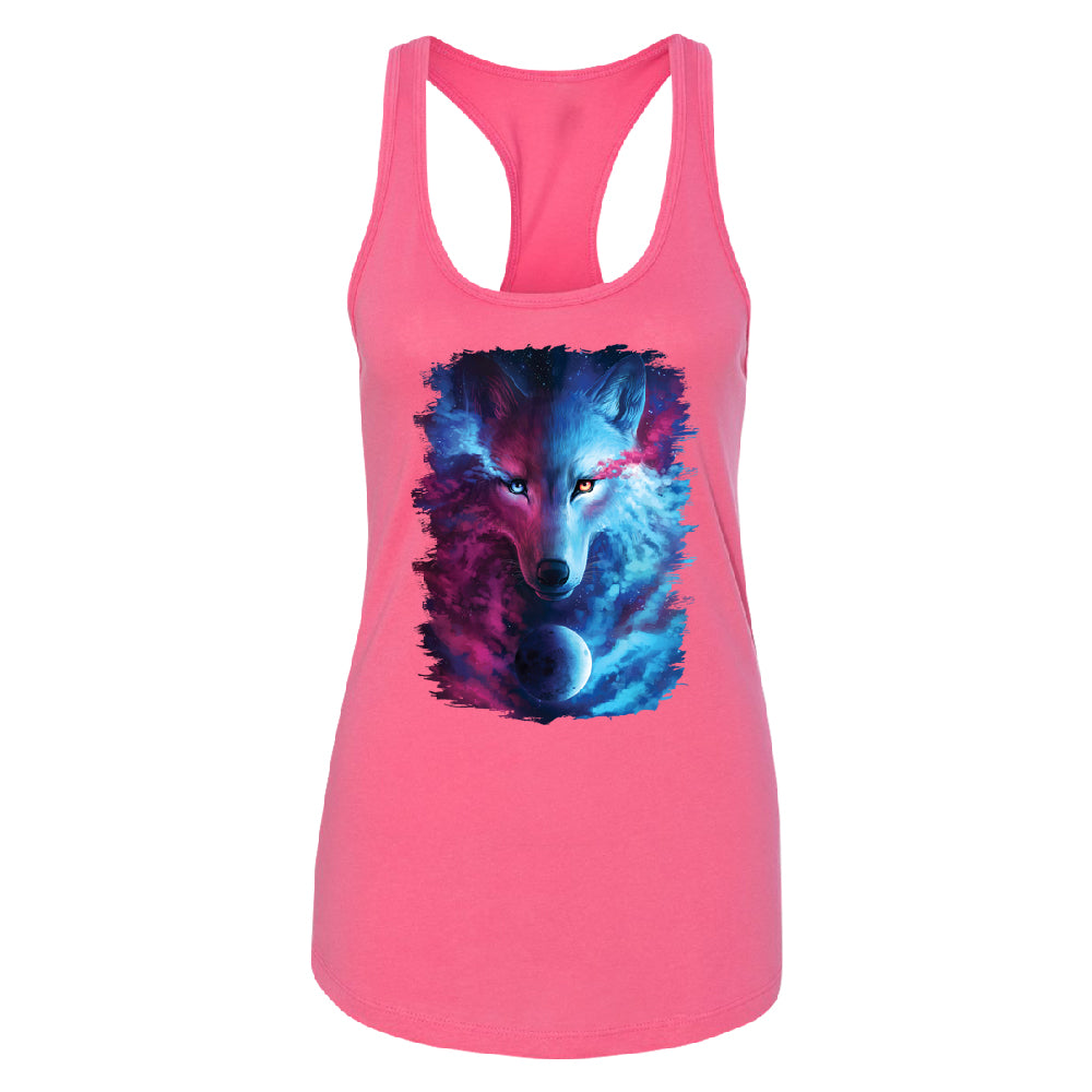 Light and Dark Wolf Women's Racerback Where Dark and Light Meet Shirt 