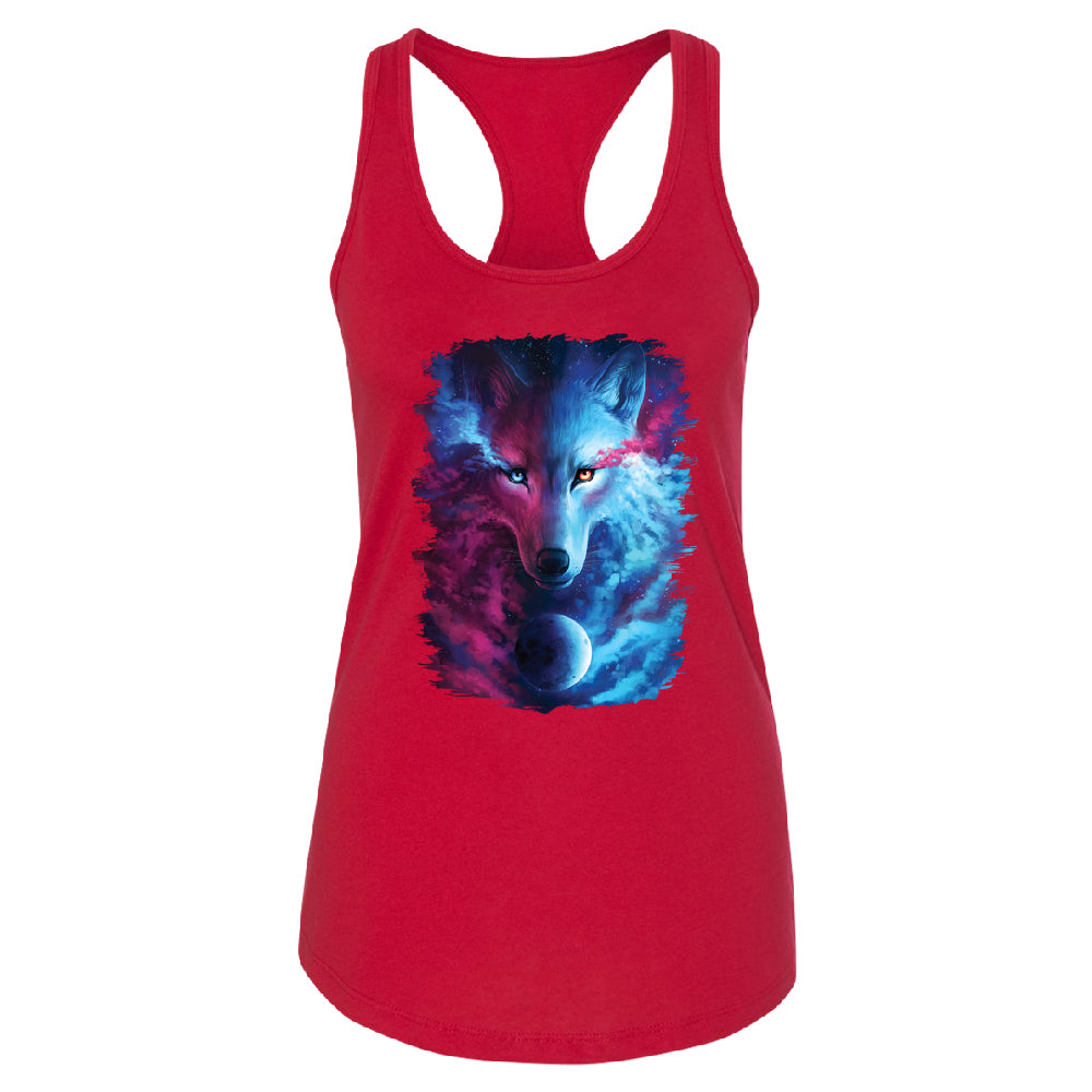 Light and Dark Wolf Women's Racerback Where Dark and Light Meet Shirt 