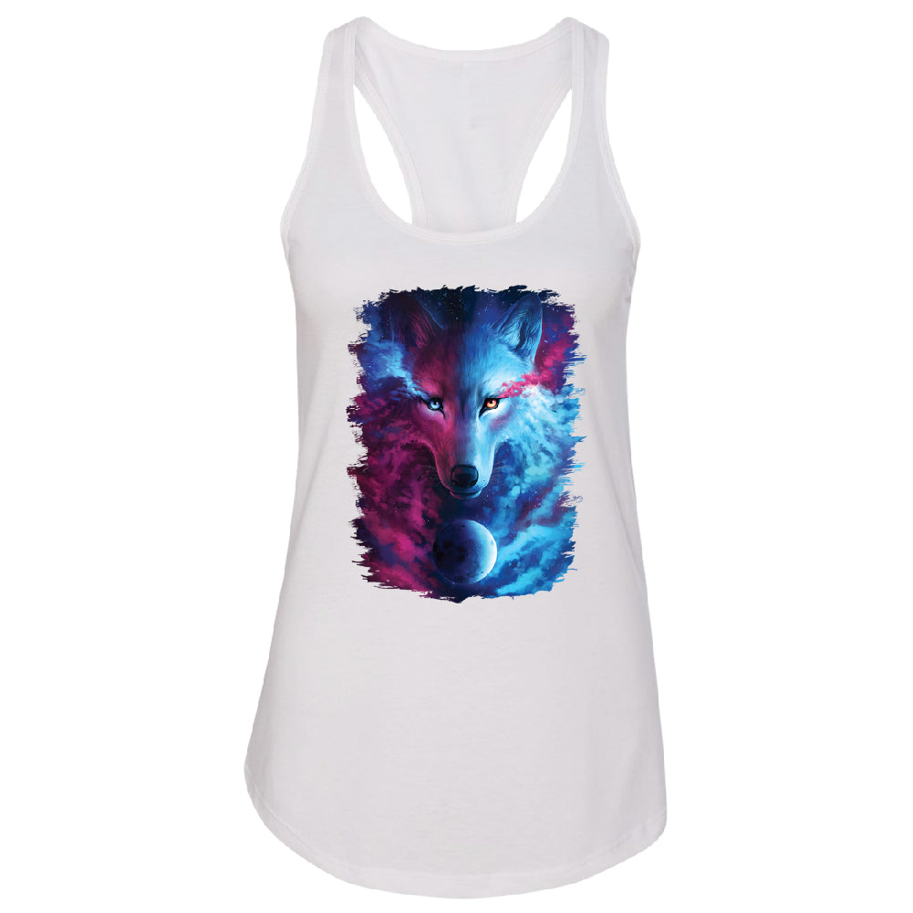Light and Dark Wolf Women's Racerback Where Dark and Light Meet Shirt 