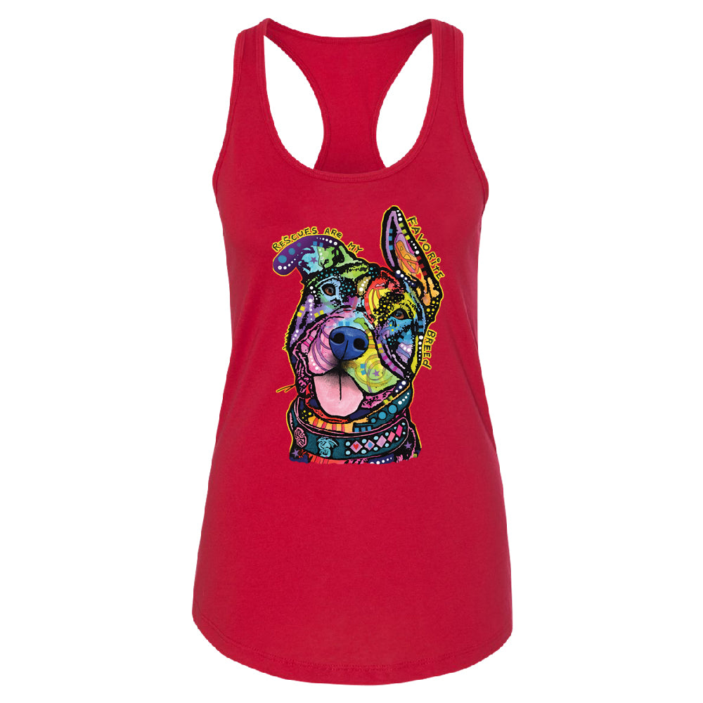 Official Dean Russo Rescues Dog Women's Racerback Colorful Cute Dog Shirt 