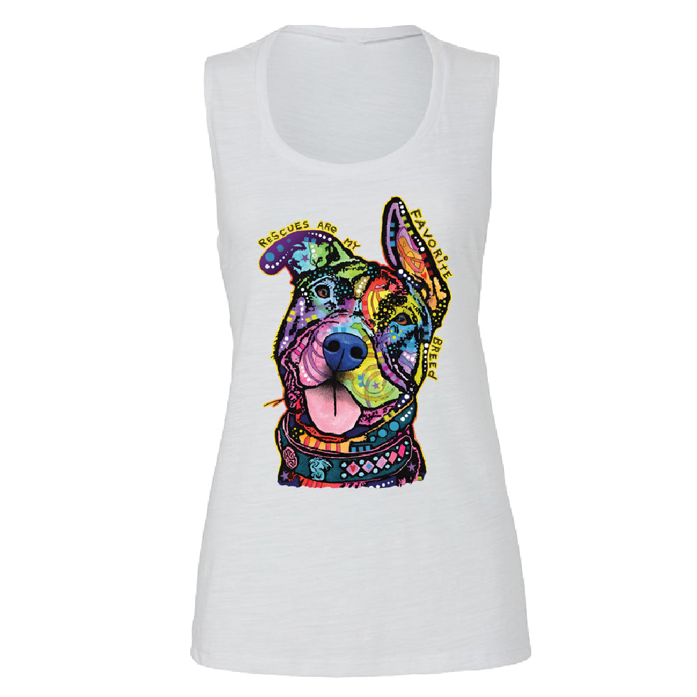 Official Dean Russo Rescues Dog Women's Muscle Tank Colorful Cute Dog Tee 